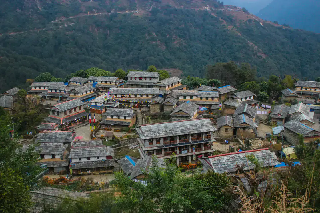 Ghandruk village and Annapurna views in Nepal